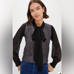 Tuckernuck Black Foil Cable Ellington Sweater Blouse